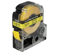 vhbw Label Tape Compatible with Epson LabelWorks LW-1000P, LW-600P, LW-500, LW-400, LW-300 Label Printer 8m x 12 mm, Black on Yellow