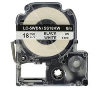 vhbw Label Tape Compatible with Epson LabelWorks LW-700, LW-400, LW-500, LW-900P Label Printer 8m x 18 mm, Black on White - Replacement for SS18KW, LC-5WBN