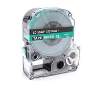 vhbw Label Tape Compatible with KingJim SR530, SR550, SR530C, SR3900P, SR6700D, SR40, SR750 Label Printer 8m x 18 mm, White on Green, Plastic