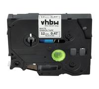 vhbw Label Tape Textile Compatible with Brother PT 900, 9200, 7500VP, 7600VP, 900BTS, 900F, 7600 Label Printer 4m x 12 mm, Black on White