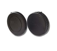 vhbw Lens Cap Set compatible with Nikon 1 V3, S, V, V2, J, J2, J3, AW, J4, S2 Camera - Rear Lens and Housing Protector, Black