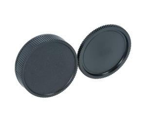 vhbw Lens Cover Set compatible with Carl Zeiss Jena PANCOLAR auto 1.8/50 Lenses - Front and Rear Cap, Plastic Black