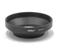 vhbw Lens Hood compatible with Lenses with 52 mm Internal Thread - Lens Shade, Black, metal, Round