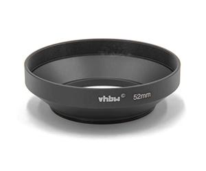 vhbw Lens Hood compatible with Lenses with 52 mm Internal Thread - Lens Shade, Black, metal, Round
