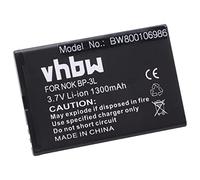 vhbw Li-Ion battery 1300mAh (3.7V) for smartphone, phone, mobile phone Nokia 603, Asha 303, Lumia 610, Lumia 710 replaces BP-3L.