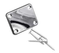 vhbw Neck Plate for Electric Guitars Guitar Accessory compatible with Fender Stratocaster - Chrome Plated Metal, Silver