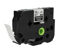 vhbw Stencil Tape Cassette 18 mm Compatible with Brother PT 9600, 9700PC, 9800PCN, R RL-700S, 9500pc Label Printer - White on Transparent