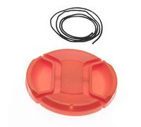 vhbw Universal Lens Cap 55 mm for Camera, DSLR - Plastic, Red, with Inner Handle