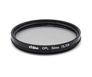 vhbw Universal Polarising Filter for Digital Camera Lenses with 52mm Filter Thread - Circular Polarisation Filter (CPL), Black