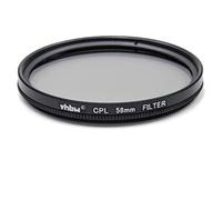 vhbw Universal Polarising Filter for Digital Camera Lenses with 58mm Filter Thread - Circular Polarisation Filter (CPL), Black