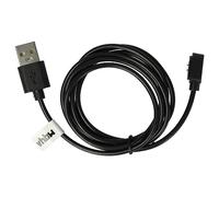 vhbw USB Charger Cable compatible with Mobvoi TicWatch GTH Smartwatch Fitnesstracker - Charging Dock Black, 120 cm