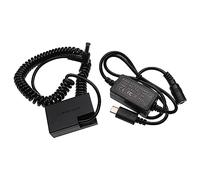 vhbw USB Charger compatible with Canon EOS 8000D, 850D, 800D, Kiss X10 Camera DSLR + DC Coupler (Replacement for DR-E18), 2m, spiral cable