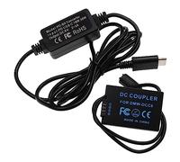 vhbw USB Charger compatible with Panasonic Lumix DMC-FZ72, DMC-FZ62 Camera DSLR + DC Coupler (Replacement for DMW-DCC6), 2m