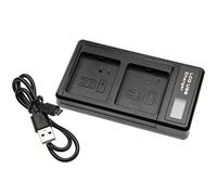 vhbw USB Dual Charger compatible with Netgear VMC4030, VMS3230 Home Security CCTV Camera Battery - Charging Station with LC Display