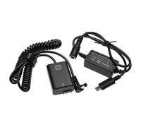 vhbw USB Mains Power Adapter compatible with Sony Alpha NEX-F3K, NEX-F3KB Camera DSLR + DC Coupler (Replacement for Sony NP-FW50), 2m, spiral cable