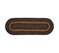 VHC Brands Black & Tan Braided Jute Table Runner, Oval, Black, 8x25