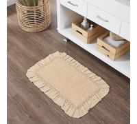 VHC Brands Burlap Check Bath Mat, Vintage Beige, 20x30