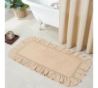 VHC Brands Burlap Check Bath Mat, Vintage Beige, 27x48