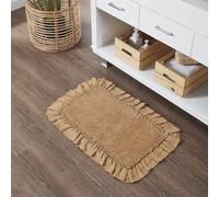 VHC Brands Burlap Ruffled Bath Mat, Natural Tan, 20x30