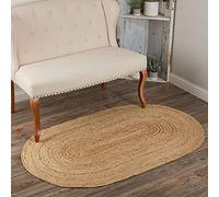 VHC Brands Natural Jute Rug Country Farmhouse Entryway or Kitchen Small Welcome Mat Oval Non Skid Pad 36x60