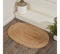 VHC Brands Oval Jute Fiber Welcome Mat, Non Slip Area Rug, Natural, 20x30