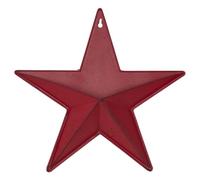 VHC Brands Patriotic Faceted Metal Star Burgundy Wall Hanging With Pocket 12x12, Independence Day Decor, American Star Display, Distressed Appearance, Burgundy