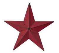 VHC Brands Patriotic Faceted Metal Star Wall Hanging 8x8, Distressed Appearance, Burgundy, Independence Day Decor