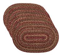 VHC Brands Placemat Set of 6, Jute, Burgundy Red, 12 inches x 18 inches