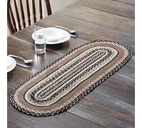 VHC Brands Sawyer Mill Charcoal Farmhouse Jute Oval Table Runner 13x37