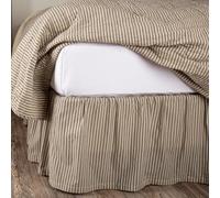 VHC Brands Sawyer Mill Charcoal Ticking Stripe Coverlet Quilt & Bedding Accessory Collection- Asstd. Sizes, Colors (King Bed Skirt 78x80x16)