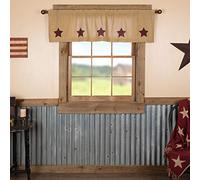 VHC Brands Valance, Cotton, Burgundy Natural Tan, 16x60