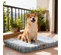 Vhen When Washable Orthopedic Dog Bed Medium Size Dog,30x20in Blue-Grey | Egg Crate Foam for Joint Support, Plush Faux Rabbit Fur, Anti-Slip Bottom, Removable Cover, for Medium Pet Up to 35 Lbs