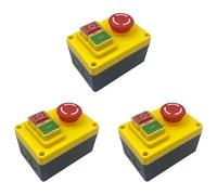 Vheolk 3X KJD17D 250V 16A Electromagnetic Push Button Switch Emergency Stop Switches for Electric Tools & Machine Tool
