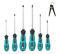 VHEONET Magnetic Screwdriver Sets 6 PCS,Craftsman Screwdriver Set with Bag,Flat Head Phillips Screwdriver, Non-Slip Cushion Grip for Repair Home Improvement,Green & Black