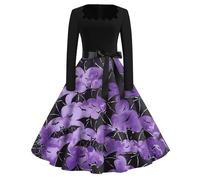 Vhersily Halloween Costumes 80s Fancy Dress for Women Novelty Dresses Adult Witch Costume Women's Skirts Cocktail 1950s Vintage Swing Church Tea Party Dresses Traditional Prom Christmas Clothes