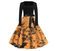 Vhersily Halloween Costumes 80s Fancy Dress for Women Novelty Dresses Adult Witch Costume Women's Skirts Cocktail 1950s Vintage Swing Church Tea Party Dresses Traditional Prom Christmas Clothes
