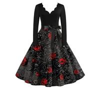 Vhersily Halloween Costumes 80s Fancy Dress for Women Novelty Dresses Adult Witch Costume Women's Skirts Cocktail 1950s Vintage Swing Church Tea Party Dresses Traditional Prom Christmas Clothes