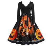Vhersily Halloween Costumes 80s Fancy Dress for Women Novelty Dresses Adult Witch Costume Women's Skirts Cocktail 1950s Vintage Swing Church Tea Party Dresses Traditional Prom Christmas Clothes
