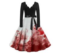 Vhersily Halloween Costumes 80s Fancy Dress for Women Novelty Dresses Adult Witch Costume Women's Skirts Cocktail 1950s Vintage Swing Church Tea Party Dresses Traditional Prom Christmas Clothes