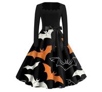 Vhersily Halloween Costumes 80s Fancy Dress for Women Novelty Dresses Adult Witch Costume Women's Skirts Cocktail 1950s Vintage Swing Church Tea Party Dresses Traditional Prom Christmas Clothes