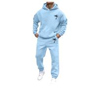 Vhersily Men's Tracksuit Complete Men's Tracksuits for Men Winter Winter Long Sleeves Fitness Basketball Jacket Sweatshirt Set Fleece Hoodie, Light Blue, XL