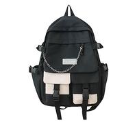 Vhersily Senior Student Backpack Canvas Casual Unisex Work Backpack for Women and Men Waterproof Bag Aesthetic School Backpack Cute Student Book Bag for Teenage Girls, Black, One Size