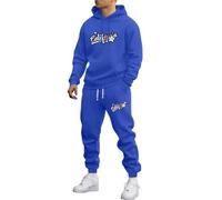 Vhersily Tuta con Stampa da Uomo, Felpe con Cappuccio e Pantaloni Sportivi 2 Pezzi in Autunno e Inverno, Set con Cappuccio in Pile Unisex