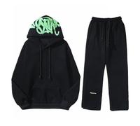 Vhersily Tuta con Stampa da Uomo, Felpe con Cappuccio e Pantaloni Sportivi 2 Pezzi in Autunno e Inverno, Set con Cappuccio in Pile Unisex