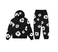 Vhersily Tuta - Uomo 2 Pezzi - Felpa con Cappuccio e Pantaloni Unisex, Stile Hip Hop Streetwear con Stampa in Schiuma - Completo Sportivo e Confortevole