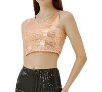 Vhersily Womens Bollywood Indian Style Padded Sari Blouse, gold, L