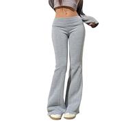 Vhersily Women's Vintage Bell Bottom Jeans Bell Bottoms Flare High Waist Solid Color Flared Jeans Slim Fit Denim Pants 70s, grey, S