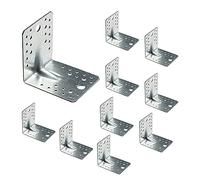 VHG Heavy Duty Angle Brackets - Pack of 10 (105 x 105 x 90 x 2.5) Metal L Shape Braces with Beading, Galvanised Steel Sheet 90 Degree Reinforced Fixing Connectors