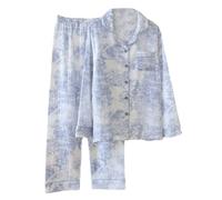 Vhitler Linen Set Coquette Womens Pajamas Set Summer Lounge Sets for Women Old Money Aesthetic, Blue, M