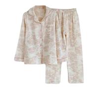 Vhitler Linen Set Coquette Womens Pajamas Set Summer Lounge Sets for Women Old Money Aesthetic, Pink, M